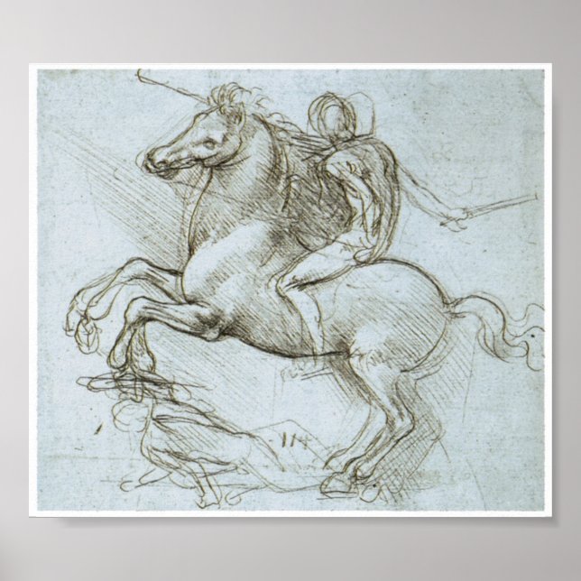 Affiches Figure sur le cheval, Léonard de Vinci (Devant)