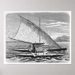 Affiches Fijian canoë double de l'histoire de