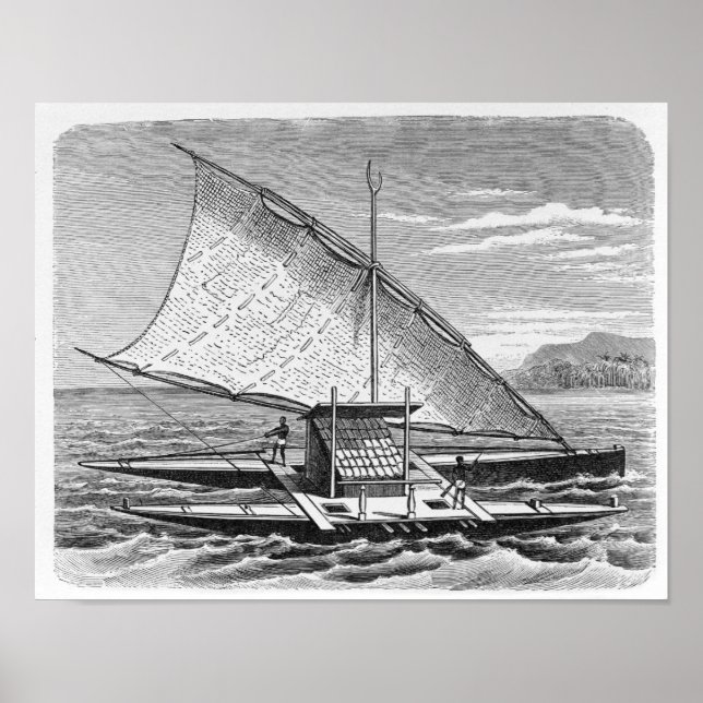 Affiches Fijian canoë double de l'histoire de (Devant)