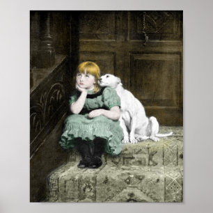 Affiches Fille adorée par un chien