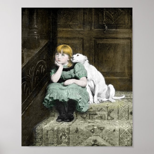 Affiches Fille adorée par un chien (Devant)