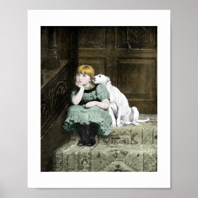 Affiches Fille au chien blanc (Devant)