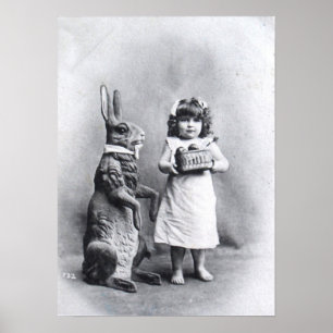 Affiches Fille au chocolat et lapin de Pâques