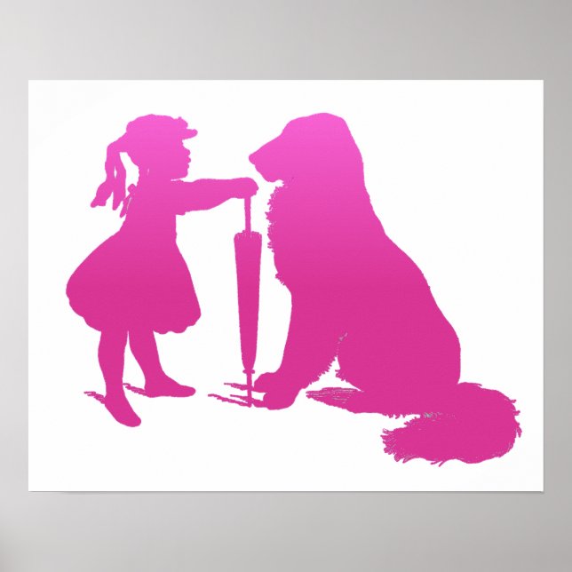 Affiches Fille avec la pépinière de chien Silhouette Gradie (Devant)