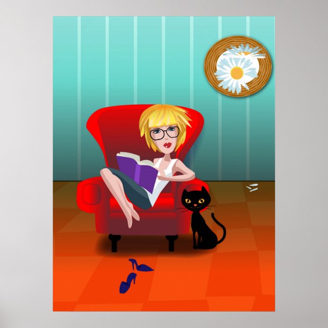 Affiches Fille avec un livre (Devant)