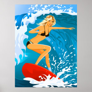 Affiches Fille bronzée de surfer