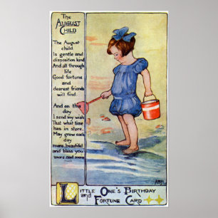 Affiches Fille d'anniversaire d'août à la plage