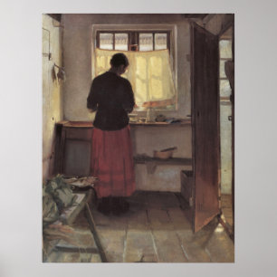 Affiches Fille dans la cuisine par Anna Ancher