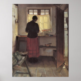 Affiches Fille dans la cuisine par Anna Ancher