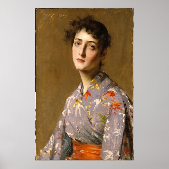 Affiches Fille dans un costume japonais (Devant)