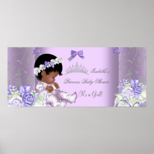 Affiches Fille de bébé de shower African American Lavande G