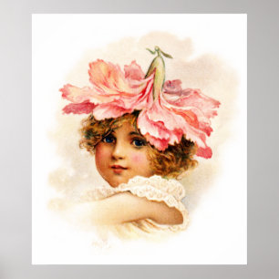 Affiches Fille de fleurs en rose