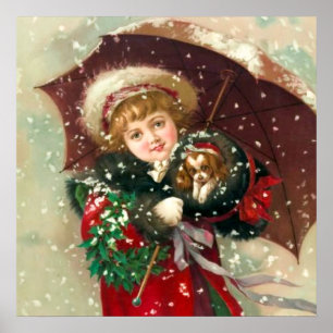 Affiches Fille d'hiver de Maud Humphrey avec le chien