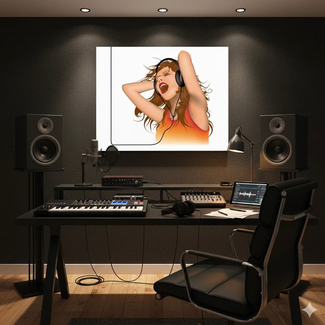 Affiches Fille écoutant de la musique (Créateur téléchargé)