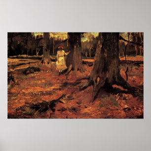 Affiches Fille en blanc dans les bois par Vincent van Gogh