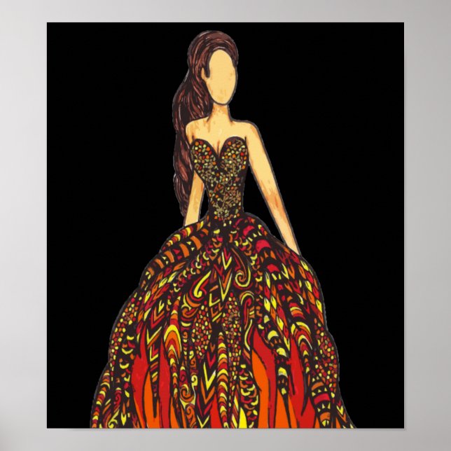 Affiches Fille en tenue de feu (Devant)