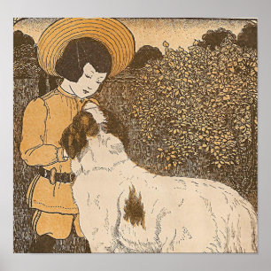 Affiches Fille et chien