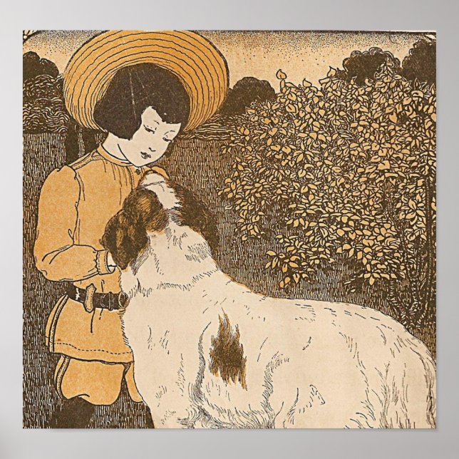 Affiches Fille et chien (Devant)