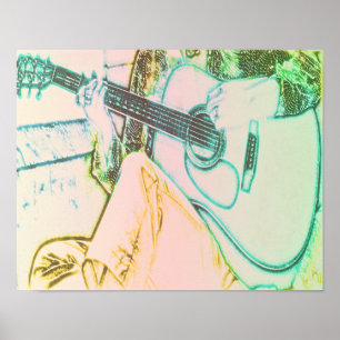 Affiches Fille et guitare