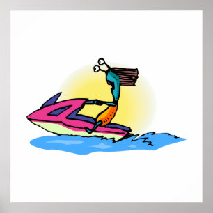 Affiches Fille étrangère sur le scooter de mer