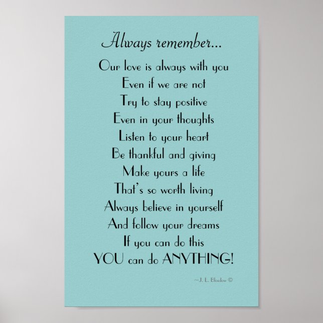 Affiches Fille inspirante / poème fils de parents (Devant)