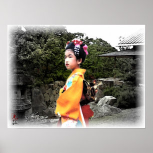 Affiches Fille japonaise à la Chambre de thé
