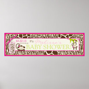 Affiches Fille Jungle Monkey Baby shower Safari bannière
