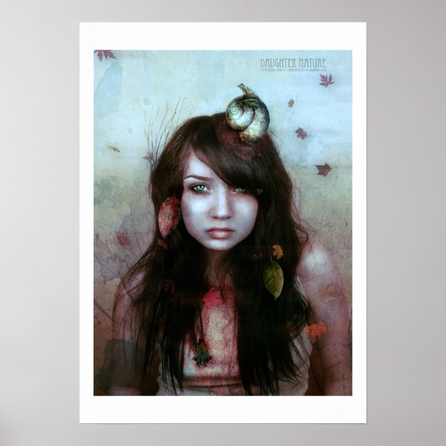 Affiches fille nature bleu teintes (Devant)