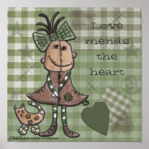 Affiches Fille primitive et chat