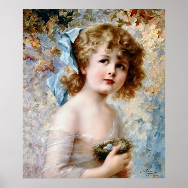 Affiches Fille tenant un nid (Devant)