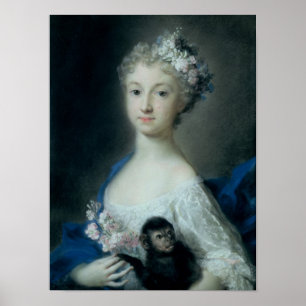 Affiches Fille tenant un singe