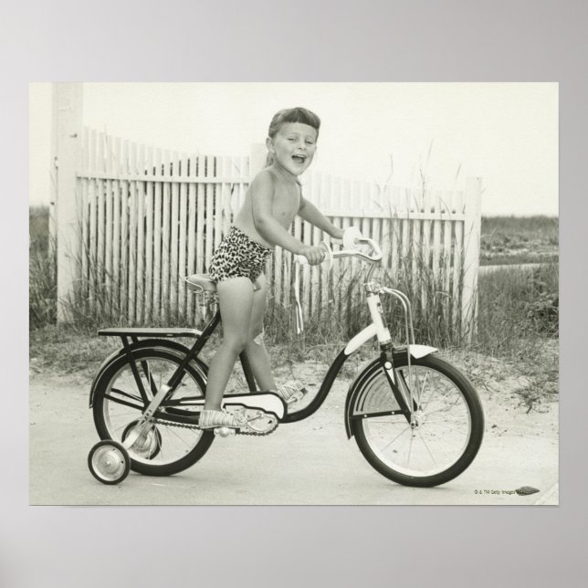Affiches Fille vélo équitation (Devant)