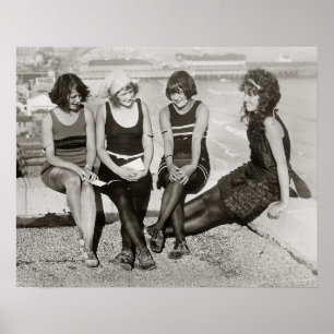 Affiches Filles à la plage d'Atlantic City, 1922. Photo anc
