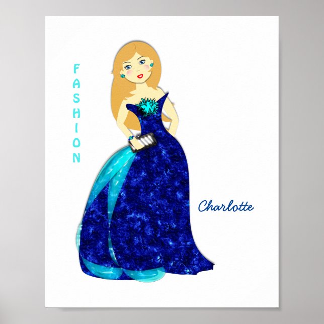 Affiches Filles Fashion Illustration personnalisée (Devant)