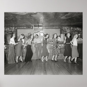 Affiches Filles Night Out, 1938. Photo vintage