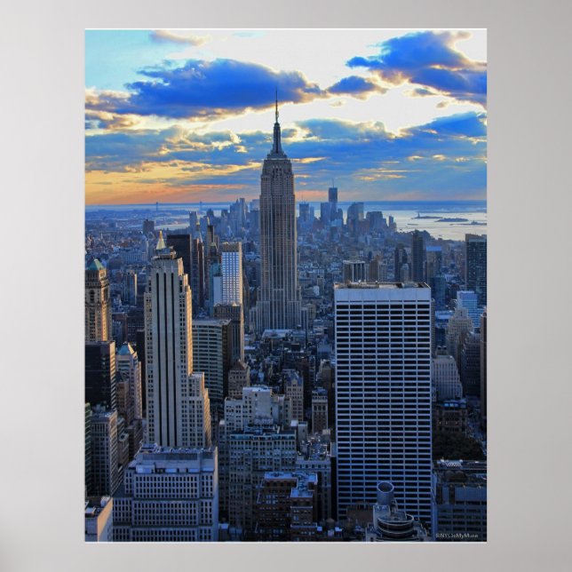 Affiches Fin de l'après-midi NYC Skyline à l'approche du co (Devant)