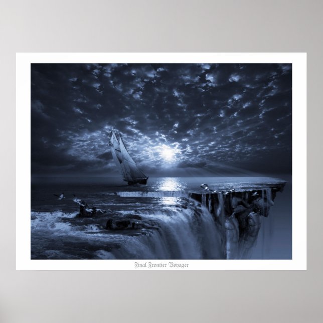 Affiches Final Frontier Voyager. Société de la Terre plate (Devant)