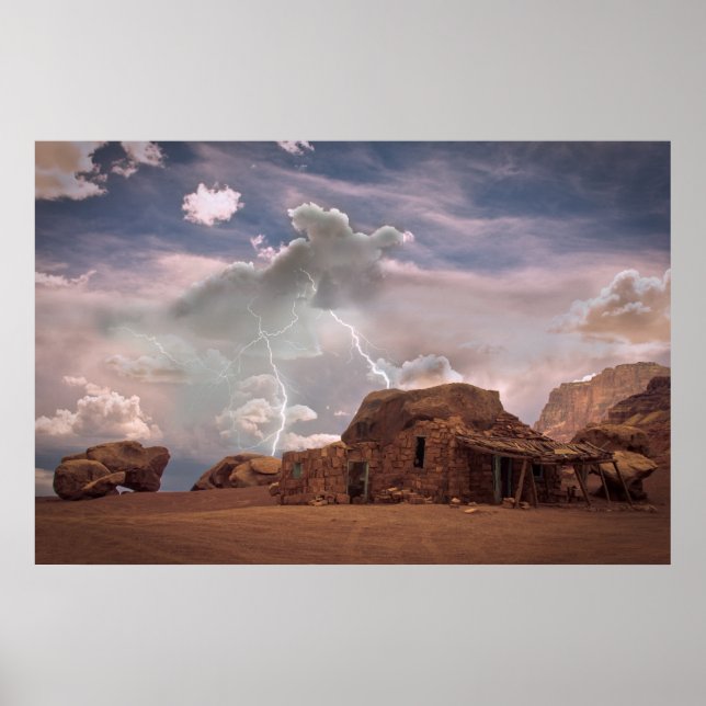 Affiches Fine Art Southwest Desert Lightning Paysage (Devant)