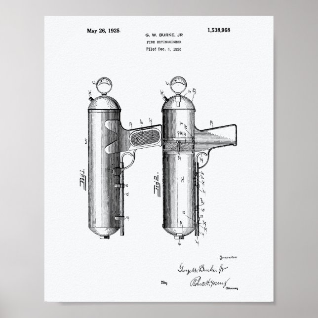 Affiches Fire Extinguisher 1925 Patent Art - Livre blanc (Devant)