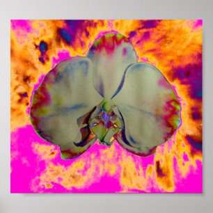 Affiches Fire Orchid, abstract vibrant watercolor floral