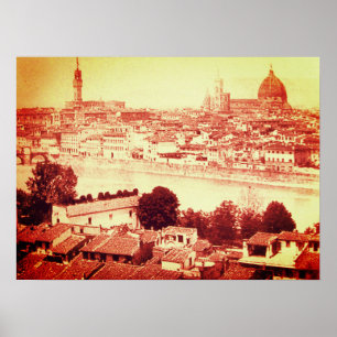 AFFICHES FIRENZE - ANTIQUE FLORENCE PANORAMIQUE VIEW 1859