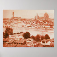 FIRENZE - ANTIQUE FLORENCE PANORAMIQUE VIEW 1859