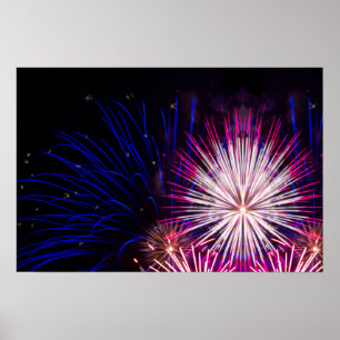 Affiches Fireworks Blue Pink and White