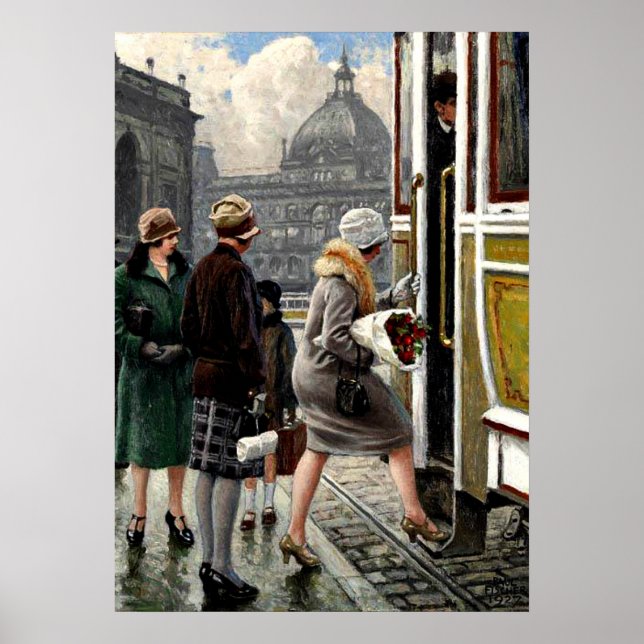 Affiches Fischer - À l'arrêt de tramway (Devant)