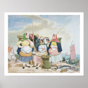 Affiches Fish Market by the Sea, c.1860 (oil on canvas)