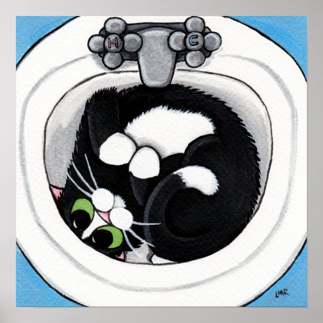 Affiches Fit serré (v2) en bleu | Art du chat (Devant)