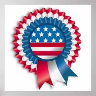 AFFICHES FLAG AMÉRICAIN RIBBON BOUT