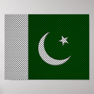 Affiches Flag of Pakistan with Carbon Fiber Effect