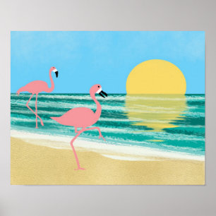 Affiches Flamant rose Beach