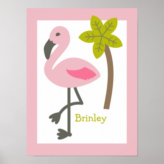 Affiches Flamant rose + Palm Tree Infirmière personnalisée (Devant)